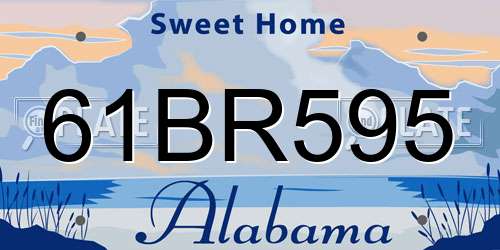 61BR595 Alabama License Plate