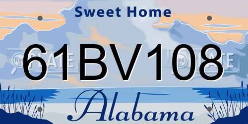 61BV108 Alabama License Plate