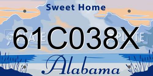61C038X Alabama License Plate
