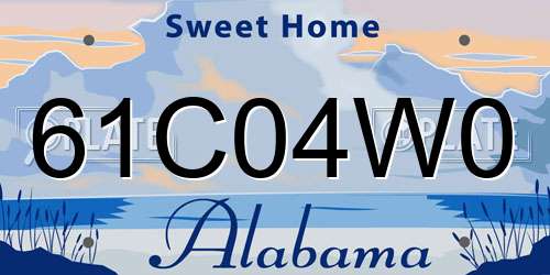 61C04W0 Alabama License Plate