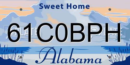 61C0BPH Alabama License Plate