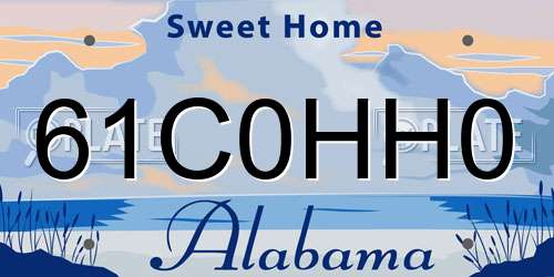 61C0HH0 Alabama License Plate