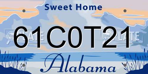 61C0T21 Alabama License Plate