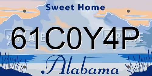 61C0Y4P Alabama License Plate