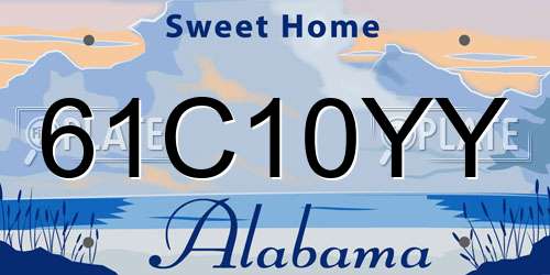 61C10YY Alabama License Plate