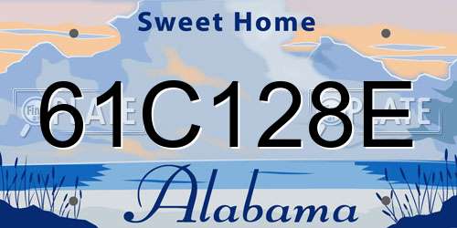 61C128E Alabama License Plate
