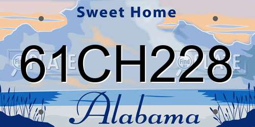 61CH228 Alabama License Plate