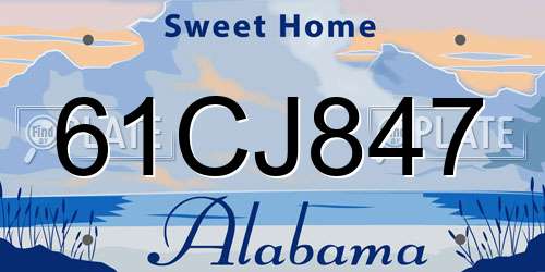 61CJ847 Alabama License Plate