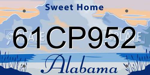 61CP952 Alabama License Plate