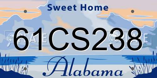 61CS238 Alabama License Plate