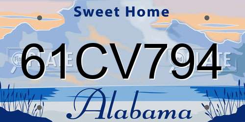 61CV794 Alabama License Plate