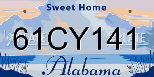 61CY141 Alabama License Plate