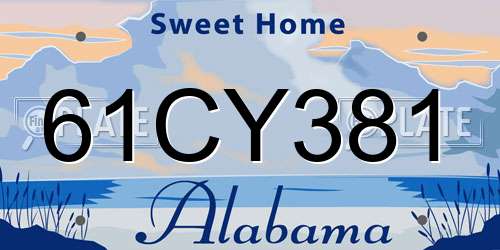 61CY381 Alabama License Plate