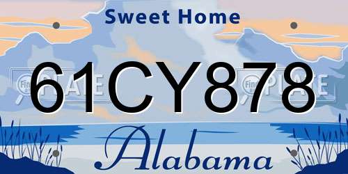 61CY878 Alabama License Plate