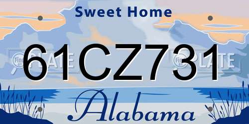 61CZ731 Alabama License Plate