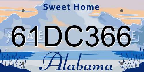 61DC366 Alabama License Plate