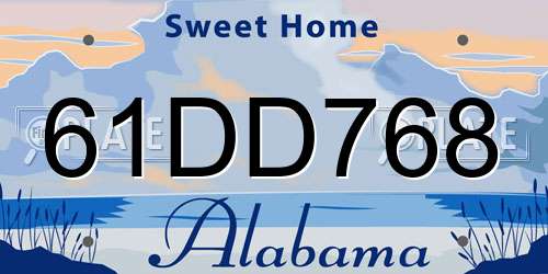 61DD768 Alabama License Plate
