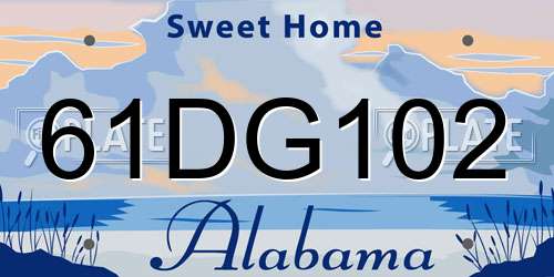 61DG102 Alabama License Plate