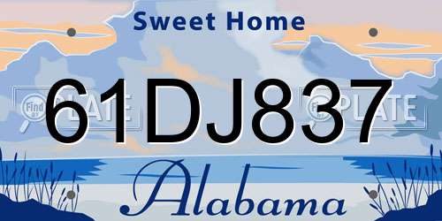 61DJ837 Alabama License Plate