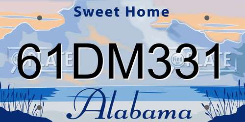 61DM331 Alabama License Plate