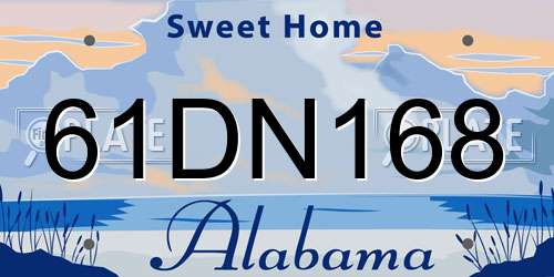 61DN168 Alabama License Plate