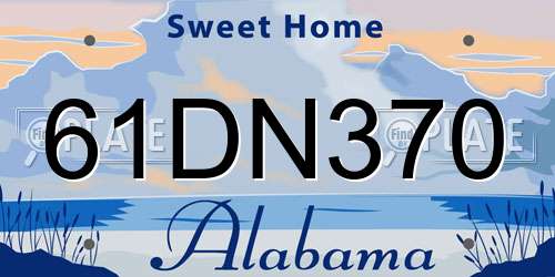 61DN370 Alabama License Plate