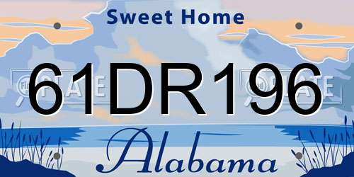 61DR196 Alabama License Plate