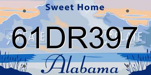 61DR397 Alabama License Plate