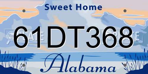 61DT368 Alabama License Plate