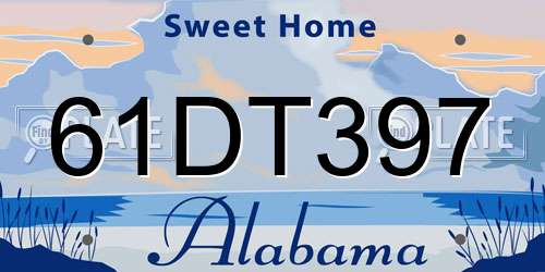 61DT397 Alabama License Plate