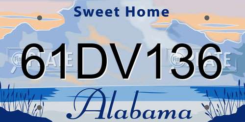 61DV136 Alabama License Plate