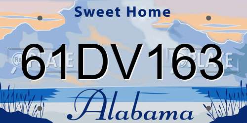 61DV163 Alabama License Plate