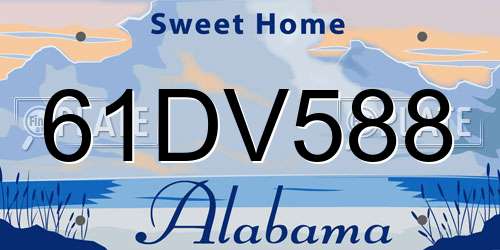 61DV588 Alabama License Plate