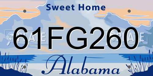 61FG260 Alabama License Plate