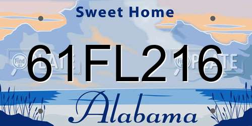 61FL216 Alabama License Plate