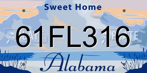 61FL316 Alabama License Plate