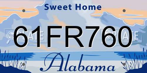 61FR760 Alabama License Plate