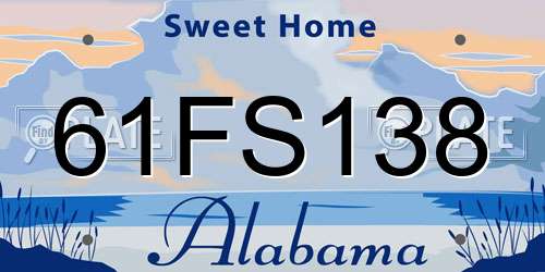 61FS138 Alabama License Plate
