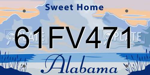61FV471 Alabama License Plate