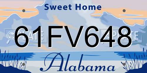 61FV648 Alabama License Plate