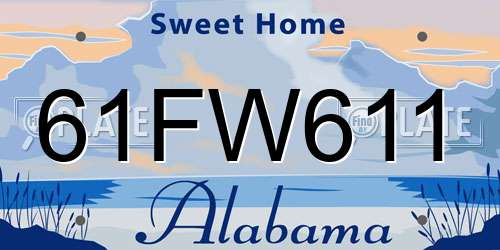 61FW611 Alabama License Plate