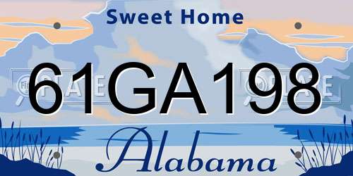 61GA198 Alabama License Plate