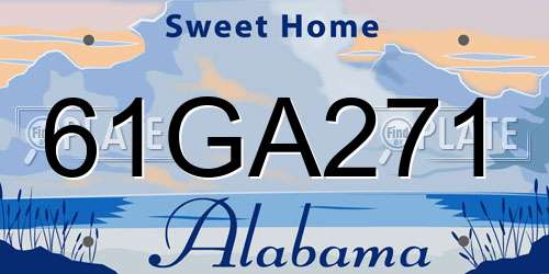 61GA271 Alabama License Plate