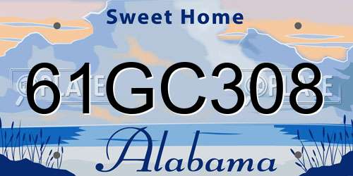 61GC308 Alabama License Plate