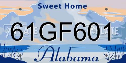 61GF601 Alabama License Plate