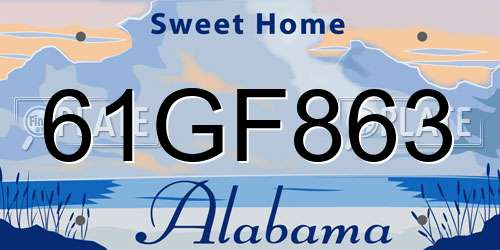 61GF863 Alabama License Plate