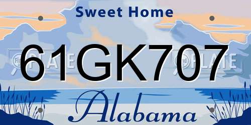 61GK707 Alabama License Plate