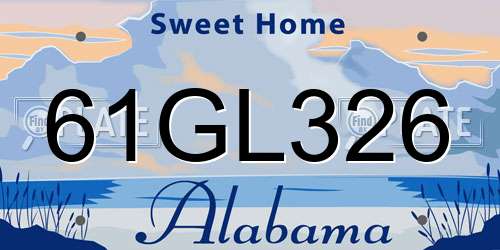 61GL326 Alabama License Plate