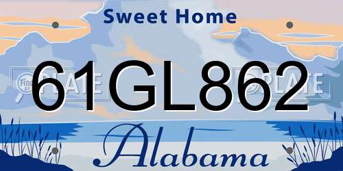 61GL862 Alabama License Plate