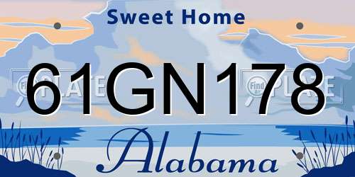 61GN178 Alabama License Plate